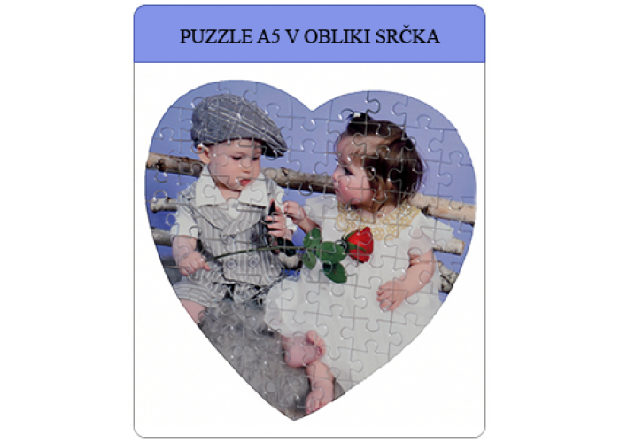 Puzzle IZ FILCA oblike srčka A5 iz 75 kosov